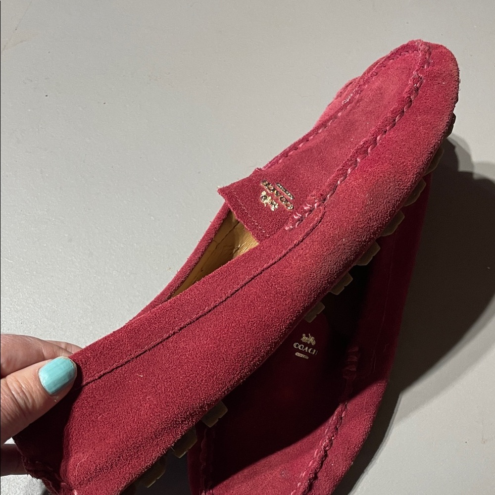 Coach Deep Red Suede Moccasins - Picture 4 of 6